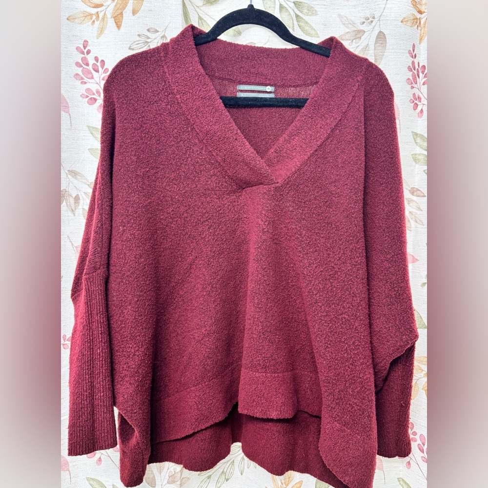 Anthropologie Burgundy V-Neck Sweater - Picture 3 of 8